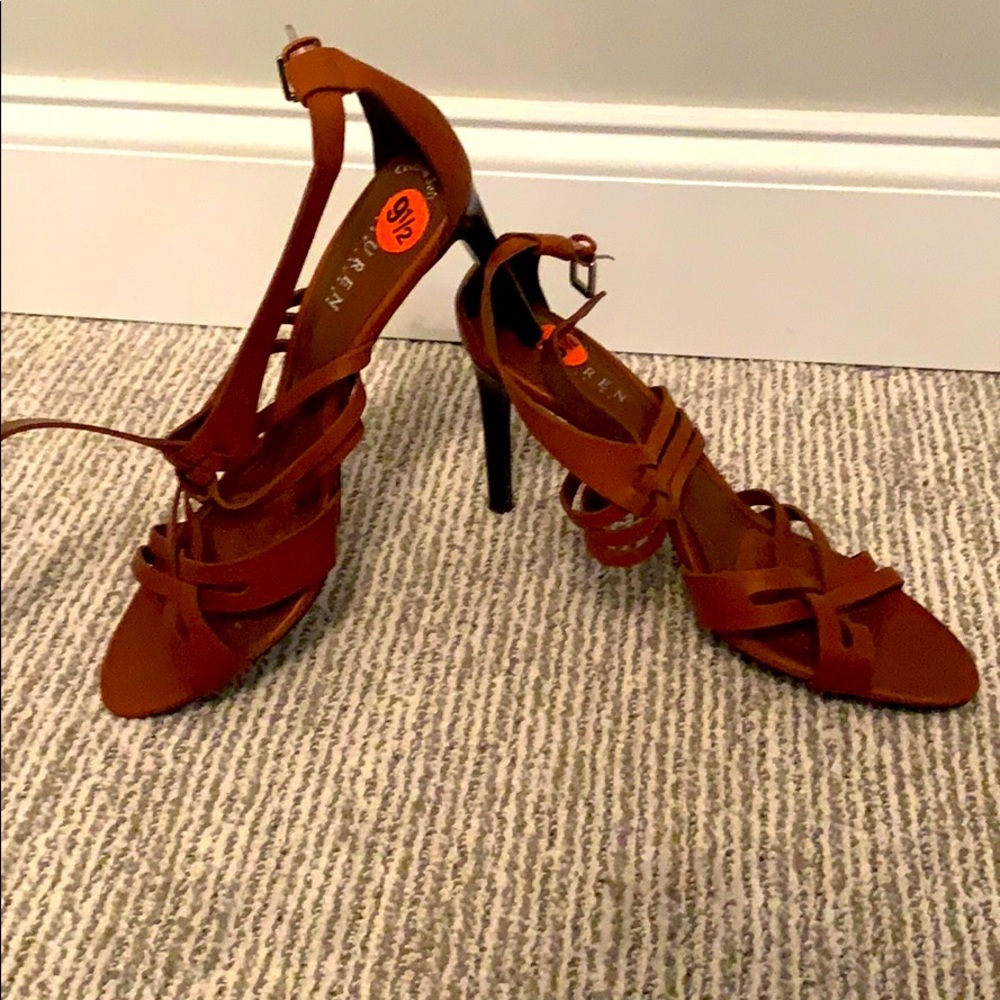 Leather high heeled sandals
